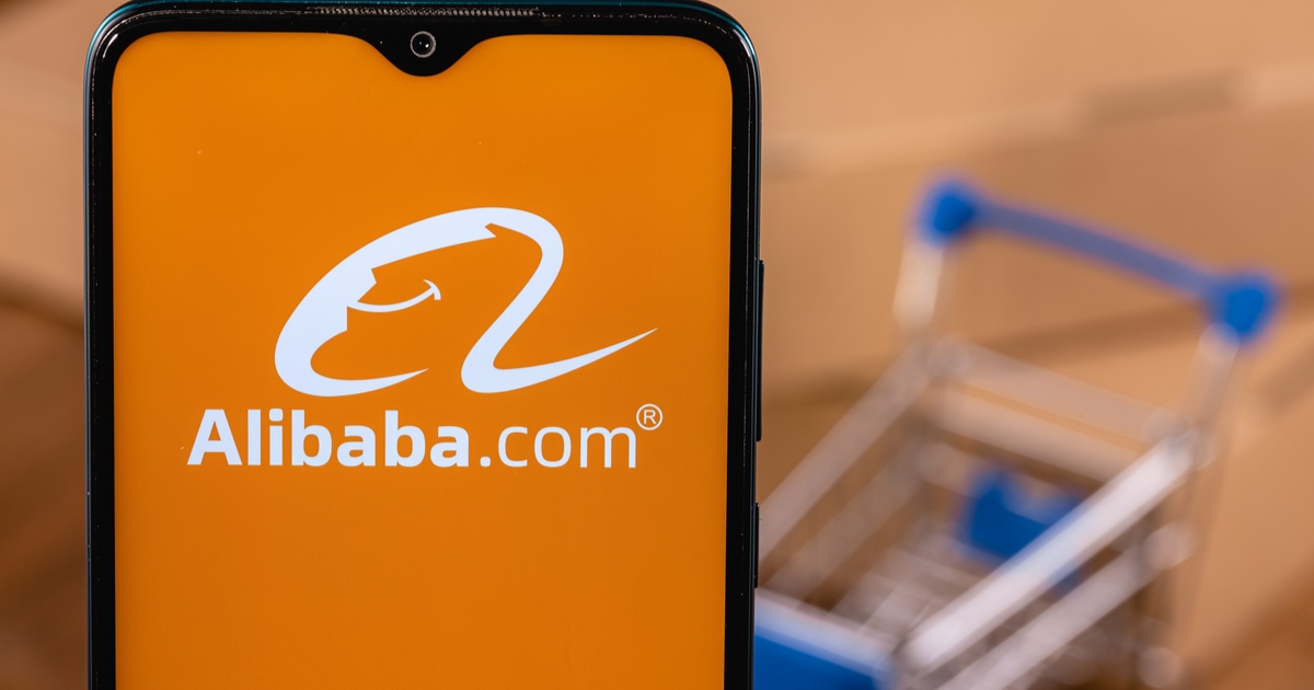 Alibaba logo on the screen smartphone