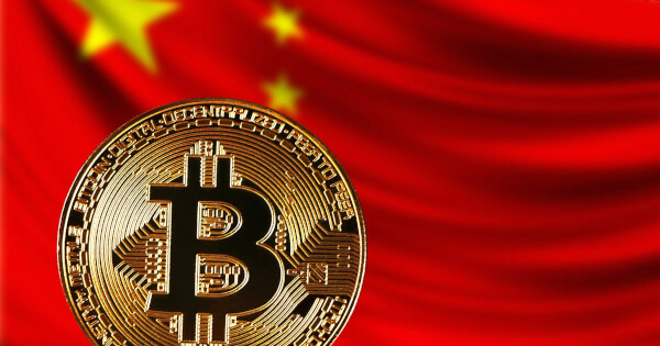 China flag and bitcoin